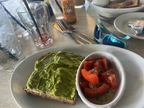 Great brunch/ perfect outdoor patio on the beach. Avocado toast w/o goat cheese and egg    at Casablanca Cafe in Fort Lauderdale