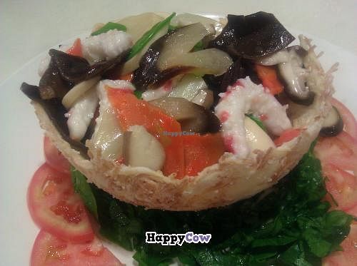 Vegan Seafood in Basket at Bodhi Vegetarian Restaurant at Bodhi Veggie Cuisine in Rosemead