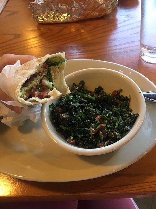 Falafel wrap and tabouli salad! at Lawrence's Cafe in Decatur