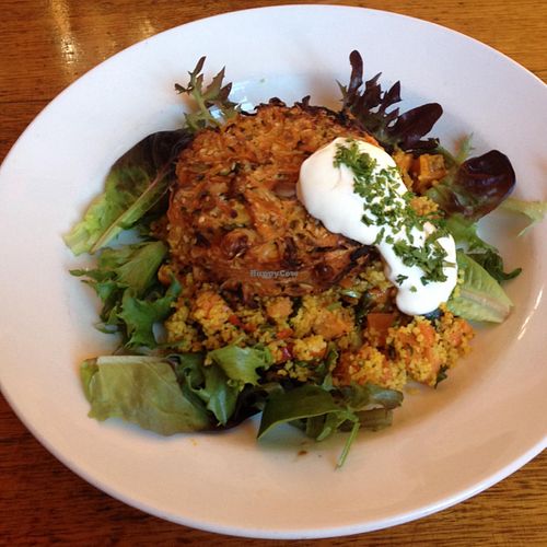 Pumpkin and cashew burger. at Another Mother in Burnie