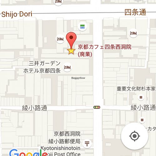 map and name in Japanese at Kyoto Cafe Shijo Nishinotoin in Kyoto