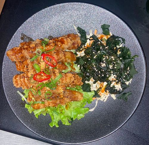 Aubergine Fingers With Seaweed Saladd  at Silk in Dubrovnik