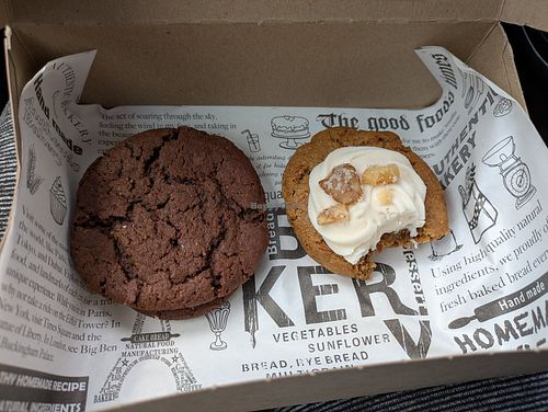 Fudge cookie sandwich on the left, carrot cake cookie on the right at Madelyn's of Granville in Granville