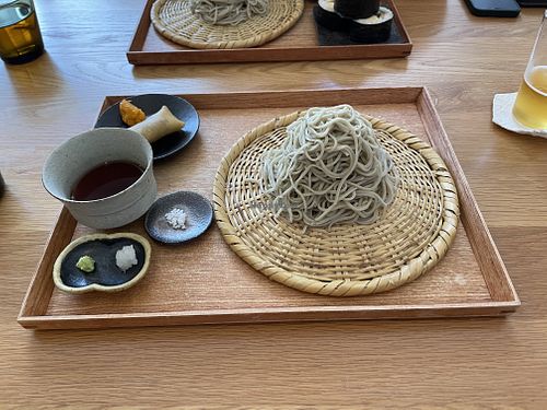 They have sides you can get with your soba. These sides are seasonal and change often. Here I had handmade fresh spring rolls and a yummy carrot onion paste  at Soba Horiba in Kyoto
