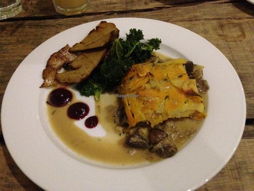 Seitan Medallions - with an awesome pumpkin gratin at The Green Rocket Cafe in Bath