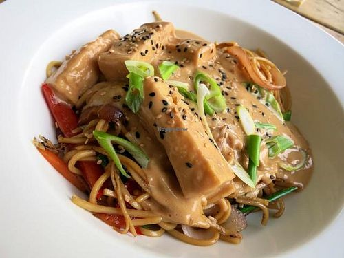 Sesame Ramen Noodles with Lime Satay  at The Green Rocket Cafe in Bath