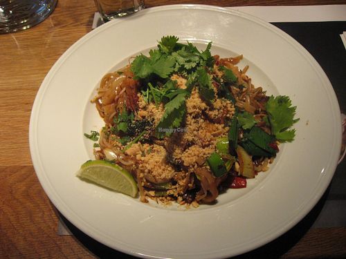 Teriyaki tofu soba with rice noodles (soba noodles not vegan here) at Wagamama  in Stockholm