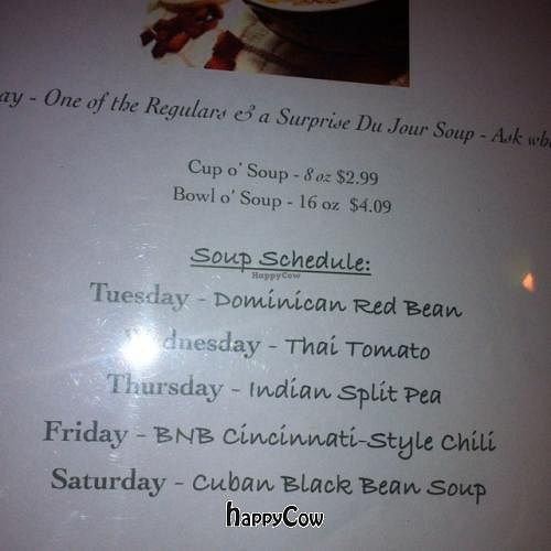 soup menu at Brews N Bytes Internet Cafe and Eatery in Danville