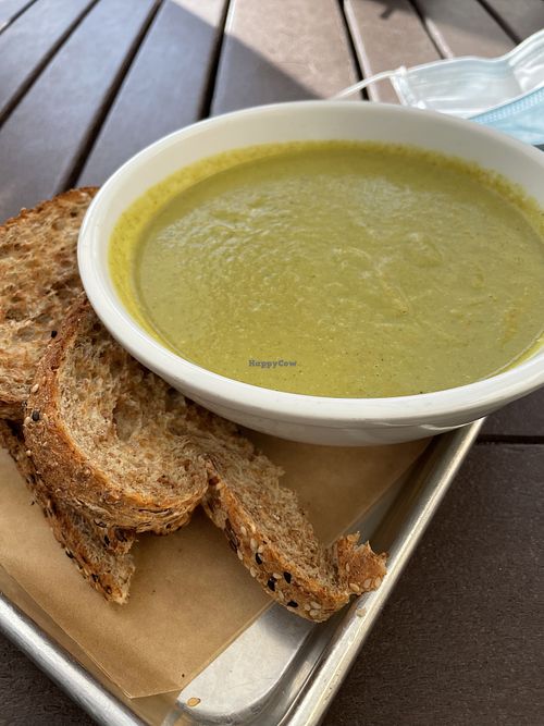 Green soup  at GoodLife Cafe and Bakery in Mendocino
