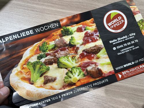 flyer  at World of Pizza in Halle