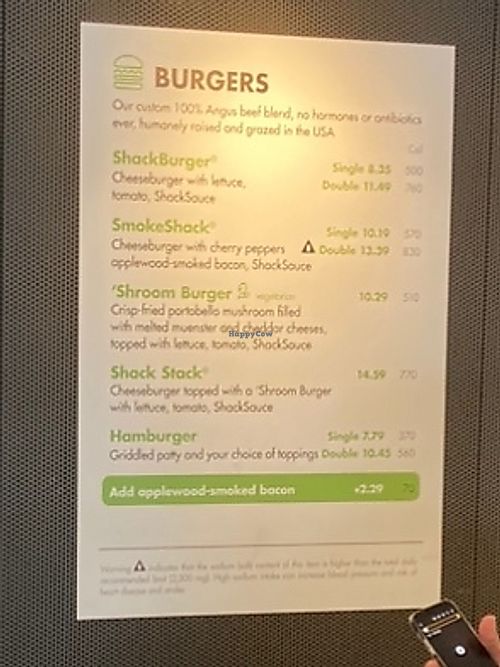Wall menu at JFK - Shake Shack - T4 in Queens