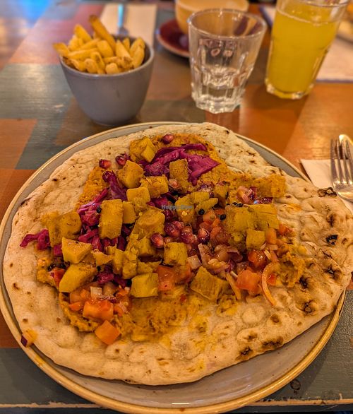 Vegan roasted red pepper and squash flatbread at Carro Lounge in Cwmbran