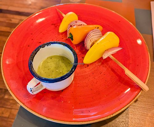 Roasted pepper and onion skewer at Carro Lounge in Cwmbran