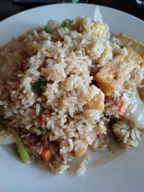 Tofu fried rice no egg at Bangkok Haus Restaurant in Helen