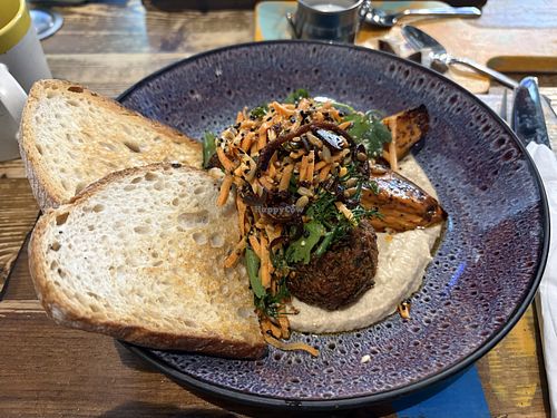The falafel option with hummus, sweet potato, and sourdough bread  at La Pausa Caffe in Dublin
