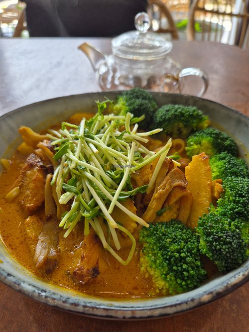 Laksa vegan if they remove egg at Vine Cafe in Johor Bahru