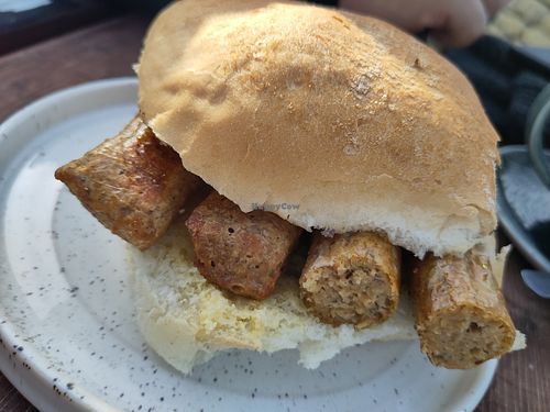 The vegan sausage bap at Newfold Farm Cafe in Edale