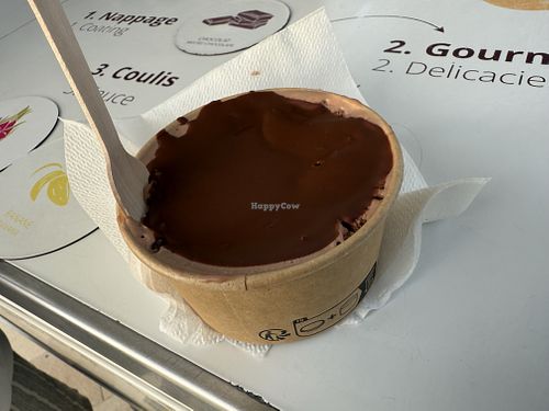 My chocolate ice cream with chocolate sauce   at Bount'iti in Tahiti