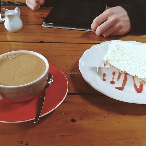 Thai tea + cheesecake  at Om Garden Cafe in Pai