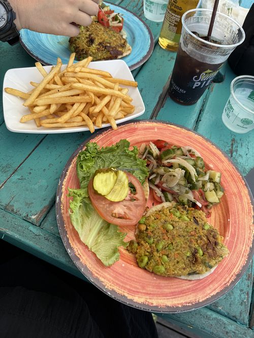 Indian spiced vegan burger   at Sunset Pier in Key West