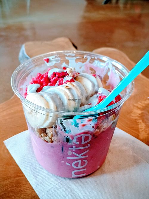 Radiant raspberry with pea protein at Nekter Juice Bar - E Grant Rd in Tucson