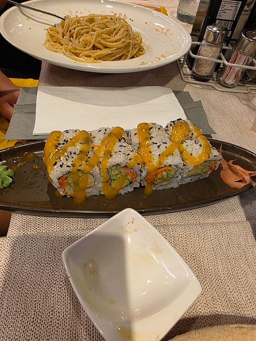 Yellow Sushi with Mango Sauce at Astra Bar  in Bibione