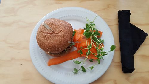 Yummy burger at Greens Organic Cafe and Market in Sarnia