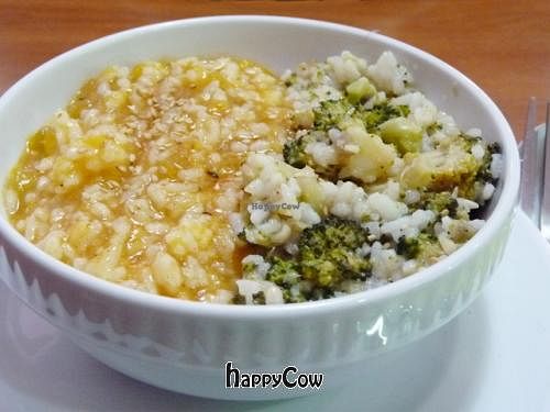Daily main course: Rice with pumpkin and brocoli at Mil Tallos in Zaragoza