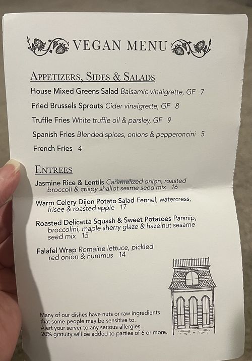 Current menu January 2026  at The Washington House in Sellersville