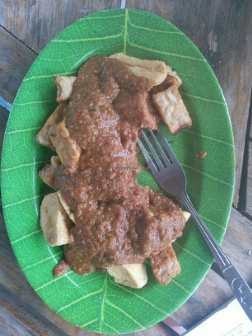 tempeh & tofu with peanut sauce at Juwita Cafe in Samosir