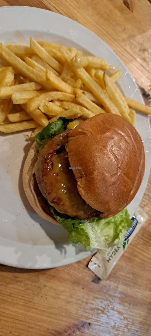 No meat burger and cheese at The Pine Marten Bar in Aviemore