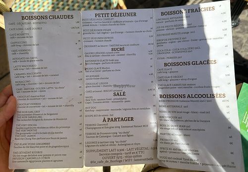 Speisekarte  at Le Café de L'horloge in La Ciotat