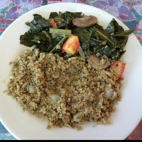 Mediterranean Quinoa with Southern Collard Greens   at Two Vegan Sistas in Cordova
