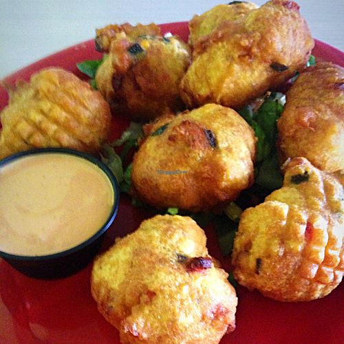 Poblano corn fritters at Senor Veggie in San Antonio
