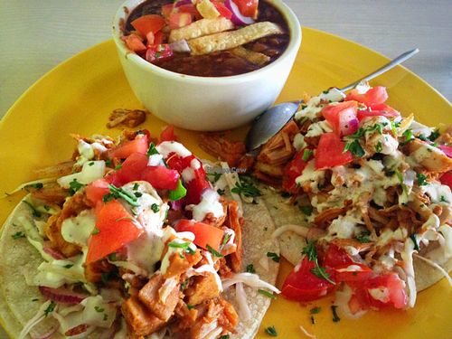 Jackfruit street tacos with lentil chili at Senor Veggie in San Antonio
