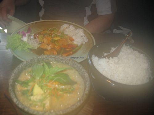 Dau Sot Vang Trang (front dish) and Kho To Tofu at Vivien Restaurant in Taufkirchen