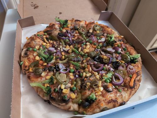 Vegan Langalo Hot (cheeseless pizza) at Langalo in Southend-on-sea