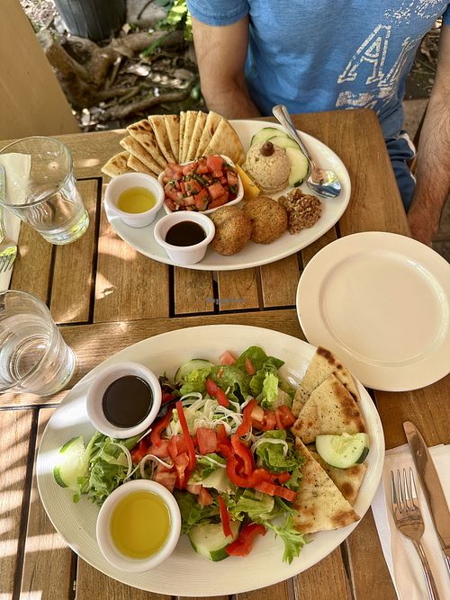 Garden salad and appetizer platter   at Pita Paradise in Wailea