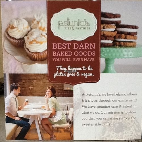 Info card front at Petunia's Pies and Pastries in Portland