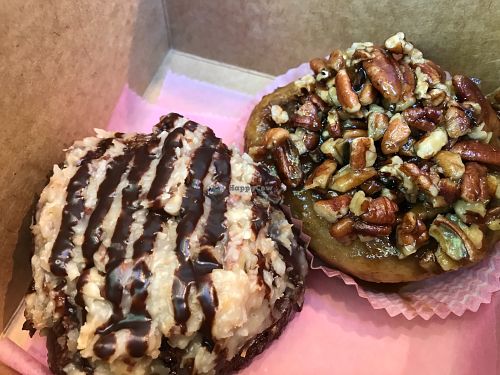 German chocolate donut and pecan sticky bun at Petunia's Pies and Pastries in Portland