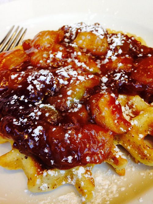 Waffle with seasonal apple compote at Petunia's Pies and Pastries in Portland