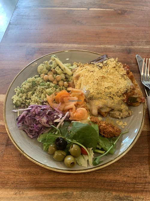 GF lasagne & salad  at The Veg Box Cafe - London in North West London