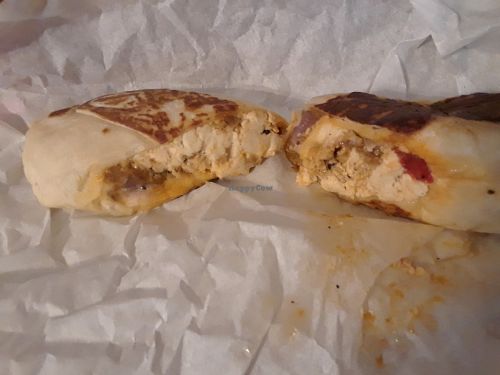 Vegan breakfast burrito called Herb-o-Saur is Dee-Li-Cious!! at Grindhouse Cafe in Griffith