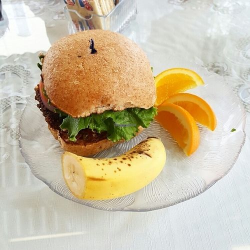black bean southwest burger vegan at Central Perks Coffee House in Marshall