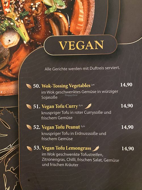Vegan menu  at Katomi Asian Fusion in Frankfurt