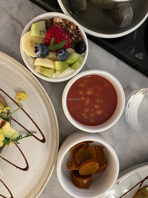 Sides of vegan brunch at OVO Coffee in Corroios