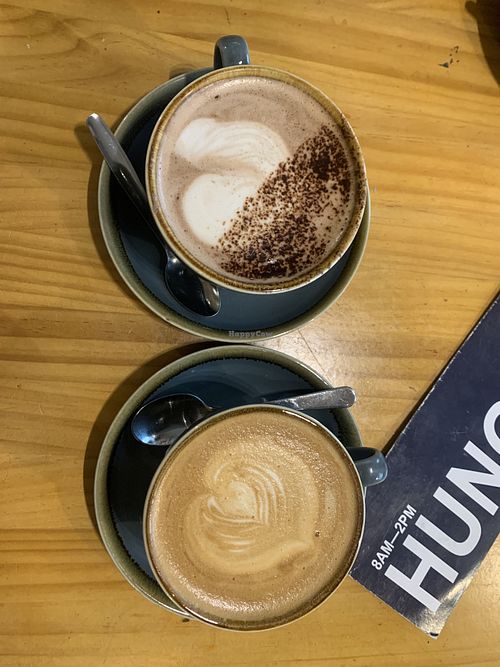 Hot chocolate and an oat lattee  at Coast in Poole