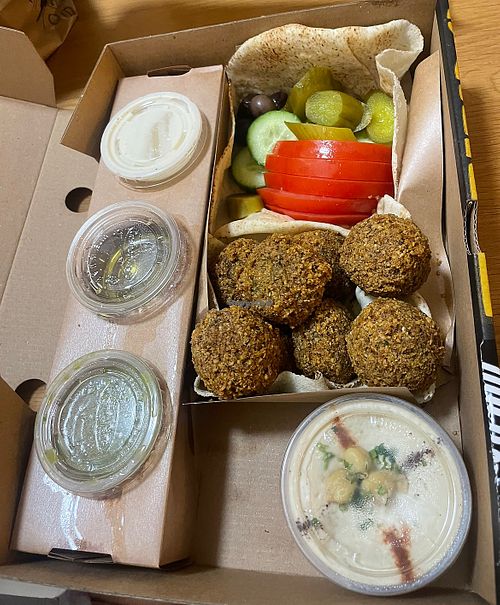 Works great as delivery  at Operation Falafel  in Abu Dhabi