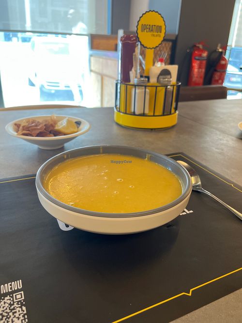 Lentil soupp  at Operation Falafel  in Abu Dhabi