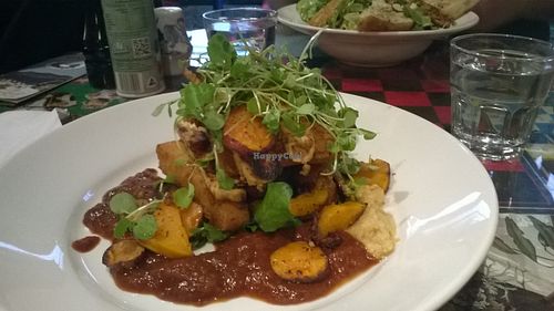 vegan open tofu platter at East St Cafe and Bar in Nelson